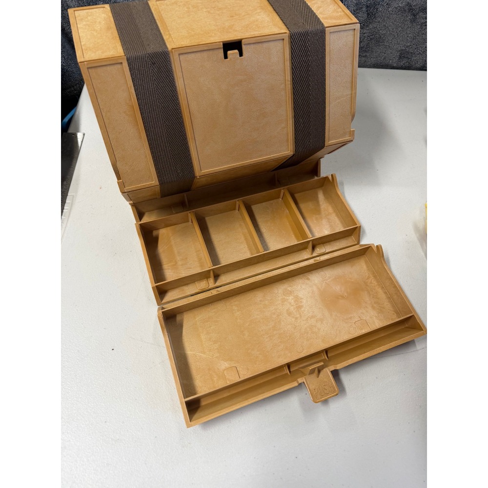 Vintage Organizer Chest Steamer Trunk Style Multi Compartment Box